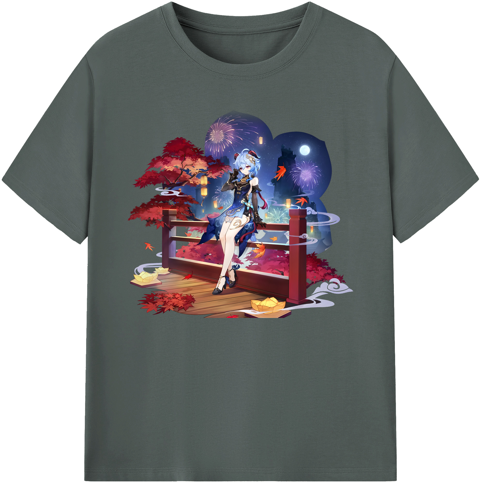 げんし神 甘雨 かんう genshin Ganyu 綿100％ メンズ半袖Tシャツ｜肌触りやわらか＆通気性